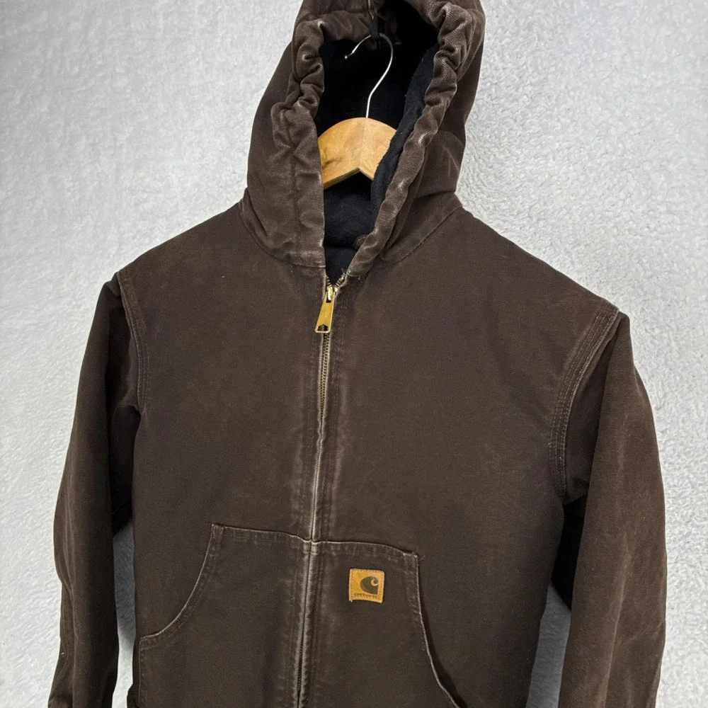 Carhartt Sandstone Jacket Quilt Lined Youth Large (10/12) YYJ130 DKB Dark Brown‎